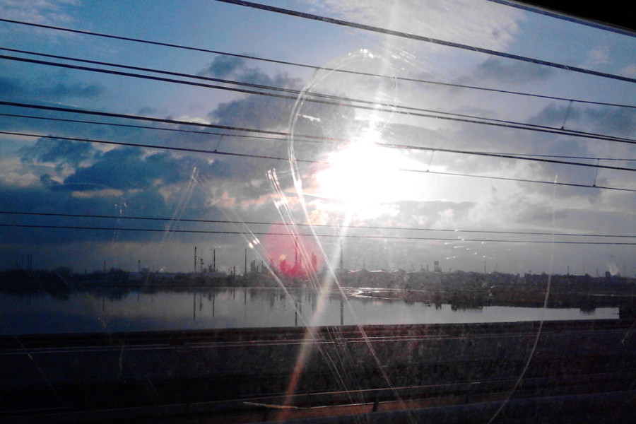 venice lagoon from the train